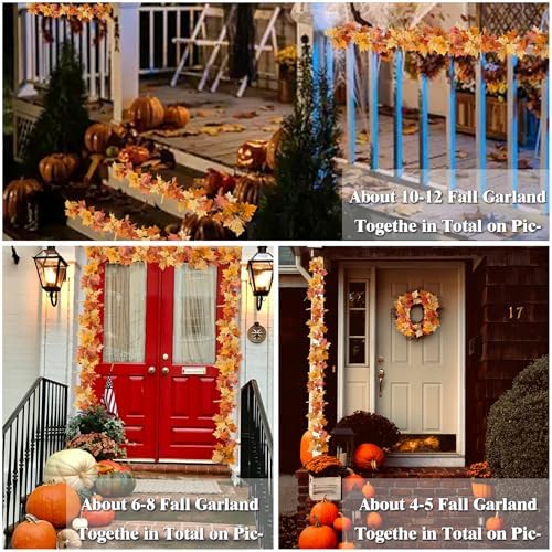 2Pcs 13FT Fall Maple Leaf Garland for Thanksgiving Decor, alternate view 6