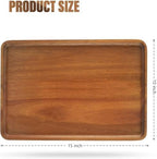 2pcs 15"x10" Solid Acacia Wood Serving Trays Rectangular Wooden Serving Platters Natural Wooden Boards for Bar, alternate