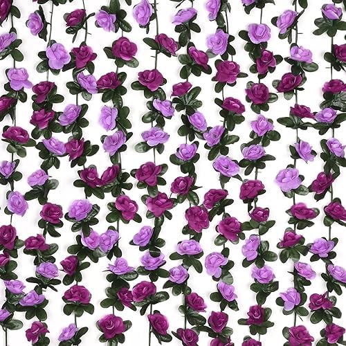 2Pcs 16.4Ft Fake Flower Garland Artificial Rose Vines