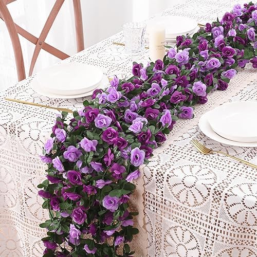2Pcs 16.4Ft Fake Flower Garland Artificial Rose Vines, alternate view 5