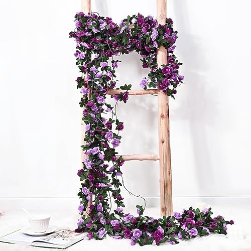 2Pcs 16.4Ft Fake Flower Garland Artificial Rose Vines, alternate view 7
