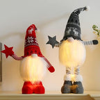 2Pcs 24.8 Inch Large Size Lighted Standing Christmas Gnomes Decorations with Retractable Spring Legs