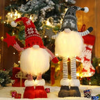 2Pcs 24.8 Inch Large Size Lighted Standing Christmas Gnomes Decorations with Retractable Spring Legs, alternate view 2