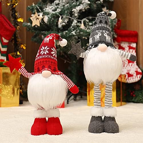 2Pcs 24.8 Inch Large Size Lighted Standing Christmas Gnomes Decorations with Retractable Spring Legs, alternate view 3