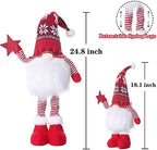 2Pcs 24.8 Inch Large Size Lighted Standing Christmas Gnomes Decorations with Retractable Spring Legs, alternate view 4