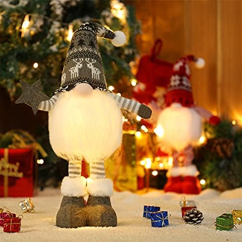 2Pcs 24.8 Inch Large Size Lighted Standing Christmas Gnomes Decorations with Retractable Spring Legs, alternate view 6