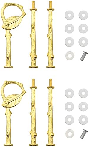 2PCS 3-Level Leaf-Shaped Cake Stand 3 Tier Cupcake Stand Hardware Handles with Screws and Flat Washers for Party