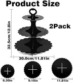 2PCS 3 Tier Black Cupcake Stand, Cupcake Stand Cardboard - Easy to Assemble& Reusable(Lace Black) in 2pcs-lace, alternate