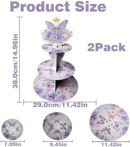 2PCS 3 Tier Butterfly Cupcake Stand, Suitable for Butterfly Themes - Easy to Assemble& Reusable(5Butterfly) in, alternate