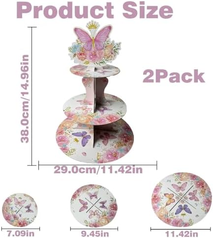 2PCS 3 Tier Butterfly Cupcake Stand, Suitable for Butterfly Themes - Easy to Assemble& Reusable(4Butterfly) in, alternate