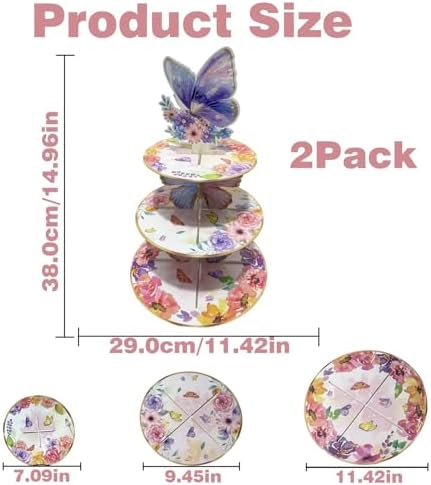 2PCS 3 Tier Butterfly Cupcake Stand, Suitable for Butterfly Themes - Easy to Assemble& Reusable(3Butterfly) in, alternate