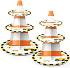 2Pcs 3 Tier Construction Theme Cupcake Stand Decoration in yellow, orange