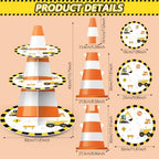 2Pcs 3 Tier Construction Theme Cupcake Stand Decoration in yellow, orange, alternate view 3
