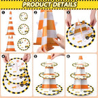 2Pcs 3 Tier Construction Theme Cupcake Stand Decoration in yellow, orange, alternate view 4