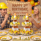 2Pcs 3 Tier Construction Theme Cupcake Stand Decoration in yellow, orange, alternate view 6
