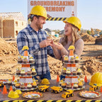 2Pcs 3 Tier Construction Theme Cupcake Stand Decoration in yellow, orange, alternate view 7