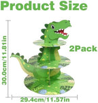2PCS 3 Tier Dinosaur Cupcake Stand, Dino Cupcake Stand Cardboard - Easy to Assemble& Reusable(4Dinosaur) in, alternate view 3