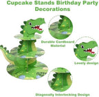 2PCS 3 Tier Dinosaur Cupcake Stand, Dino Cupcake Stand Cardboard - Easy to Assemble& Reusable(4Dinosaur) in, alternate view 4