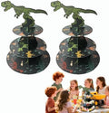 2PCS 3 Tier Dinosaur Cupcake Stand, Dino Cupcake Stand Cardboard - Easy to Assemble& Reusable(1Dinosaur) in