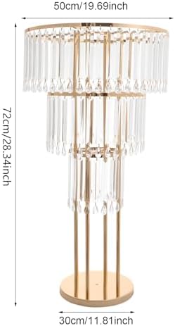 2Pcs 3-Tier Flower Stand, 28.34in Tall Gold Geometric Centerpiece Display with Crystal Pendants, Ice Curtain, alternate view
