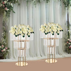 2PCS 3-Tier Gold Crystal Flower Stand for for Wedding(Round Base), alternate view 2