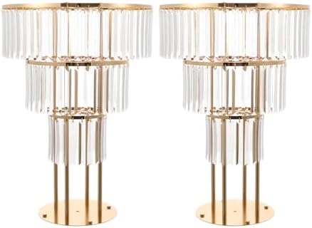 2PCS 3-Tier Gold Crystal Flower Stand for for Wedding(Round Base), alternate view 3