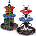 2Pcs 3 Tier Hero Party Decorations Spider Cupcake Stand in Red, Blue, Black
