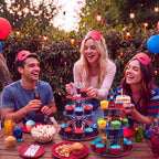 2Pcs 3 Tier Hero Party Decorations Spider Cupcake Stand in Red, Blue, Black, alternate view 6