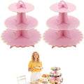 2PCS 3 Tier Pink Cupcake Stand, Cupcake Stand Cardboard - Easy to Assemble& Reusable(Bronzing Pink) in