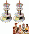 2PCS 3 Tier Unicorn Cupcake Stand, Cupcake Stand Cardboard - Easy to Assemble& Reusable(4Unicorn) in