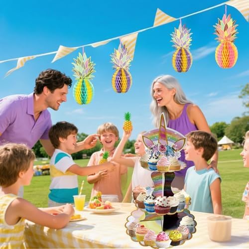 2PCS 3 Tier Unicorn Cupcake Stand, Cupcake Stand Cardboard - Easy to Assemble& Reusable(4Unicorn) in, alternate view 4