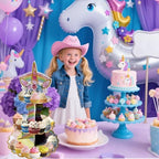 2PCS 3 Tier Unicorn Cupcake Stand, Cupcake Stand Cardboard - Easy to Assemble& Reusable(4Unicorn) in, alternate view 5