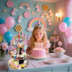 2PCS 3 Tier Unicorn Cupcake Stand, Cupcake Stand Cardboard - Easy to Assemble& Reusable(4Unicorn) in, alternate view 7