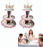 2PCS 3 Tier Unicorn Cupcake Stand, Cupcake Stand Cardboard - Easy to Assemble& Reusable(3Unicorn) in