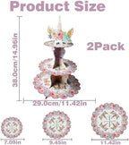 2PCS 3 Tier Unicorn Cupcake Stand, Cupcake Stand Cardboard - Easy to Assemble& Reusable(3Unicorn) in, alternate view 3