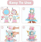 2PCS 3 Tier Woodland Animal Cupcake Stand, Cupcake Stand Cardboard - Easy to Assemble& Reusable(Tea) in 2pcs-tea, alternate