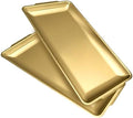 2Pcs 304 Stainless Steel Food Serving Trays, 12.6" Rectangular Gold Platters, Rectangle Versatile Organizer