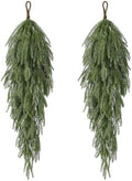 2PCS 32" Artificial Christmas Teardrop Swag, Norfolk Greenery Decor in Green
