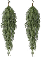 2PCS 32" Artificial Christmas Teardrop Swag, Norfolk Greenery Decor in Green