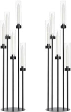 2Pcs 39.8'' Black Halloween Candelabra Candle Holder with Acrylic Shades in Black