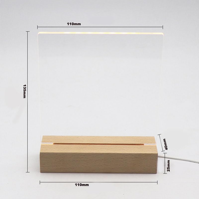 2Pcs 4.33" Wood LED Light Base with Acrylic Sheet for DIY Display Projects, alternate view 3