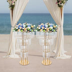 2PCS 4-Tier Gold Crystal Flower Stand for for Wedding(Round Base), alternate view 2