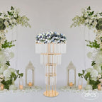 2PCS 4-Tier Gold Crystal Flower Stand for for Wedding(Round Base), alternate view 4