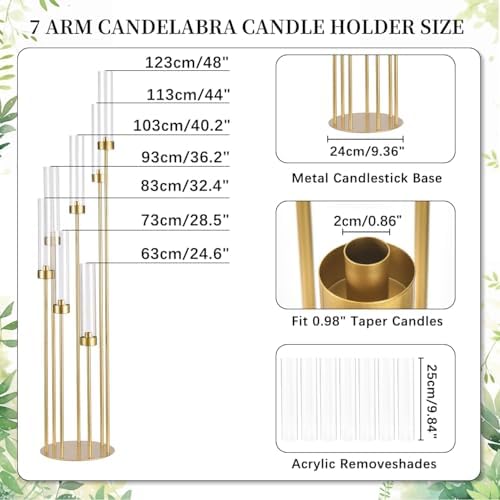 2PCS 48" Tall Floor Candelabra Centerpieces for Tables in Gold, alternate view 3