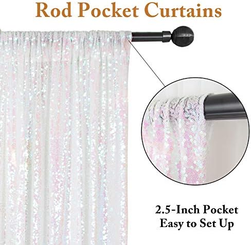 2PCS 4x7FT Iridescent White Sequin Backdrops| Sparkle Photo Background for Parties & Events | Elegant & Durable, alternate