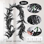 2Pcs 5.8Ft Artificial Boston Fern Garland Greenery Vine Black White, alternate view 3