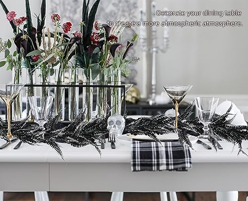 2Pcs 5.8Ft Artificial Boston Fern Garland Greenery Vine Black White, alternate view 4
