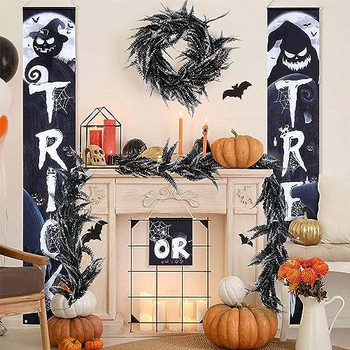 2Pcs 5.8Ft Artificial Boston Fern Garland Greenery Vine Black White, alternate view 5