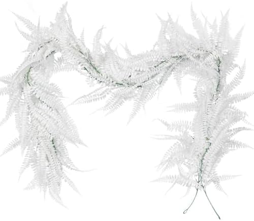 2Pcs 5.8Ft Artificial Fall Boston Fern Vines White Greenery Garland