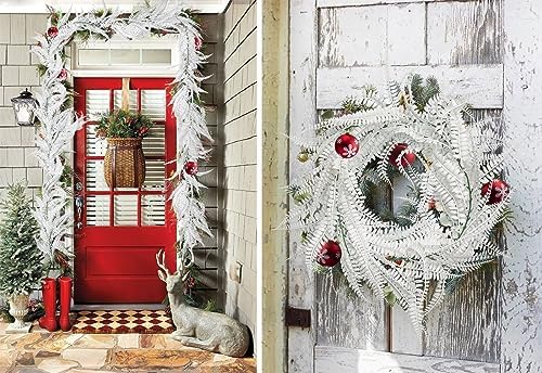 2Pcs 5.8Ft Artificial Fall Boston Fern Vines White Greenery Garland, alternate view 6